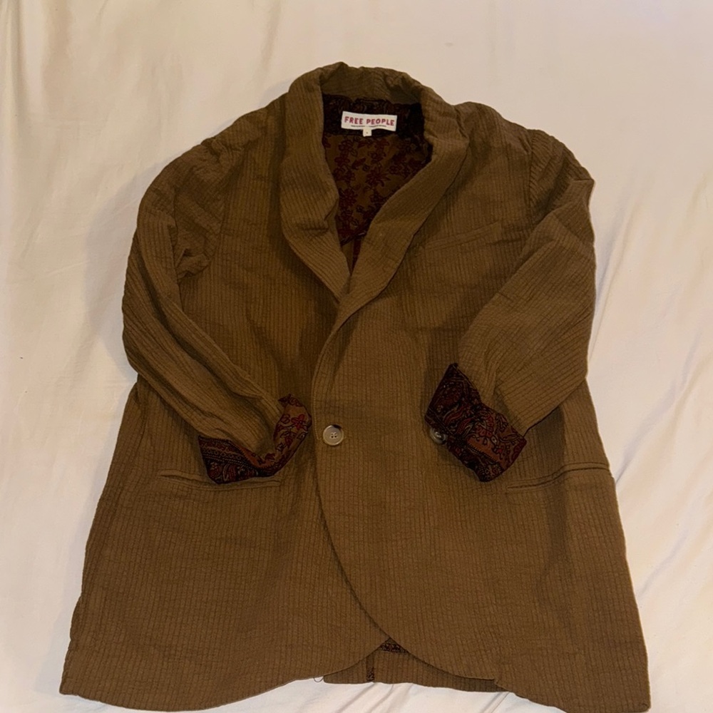 Free People Brown Floral Lined Blazer